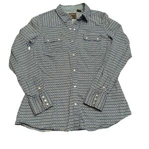 Roper Western Diamond Print Long Sleeve Snap Up Shirt Size S